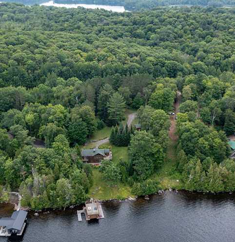 aerial shot of property